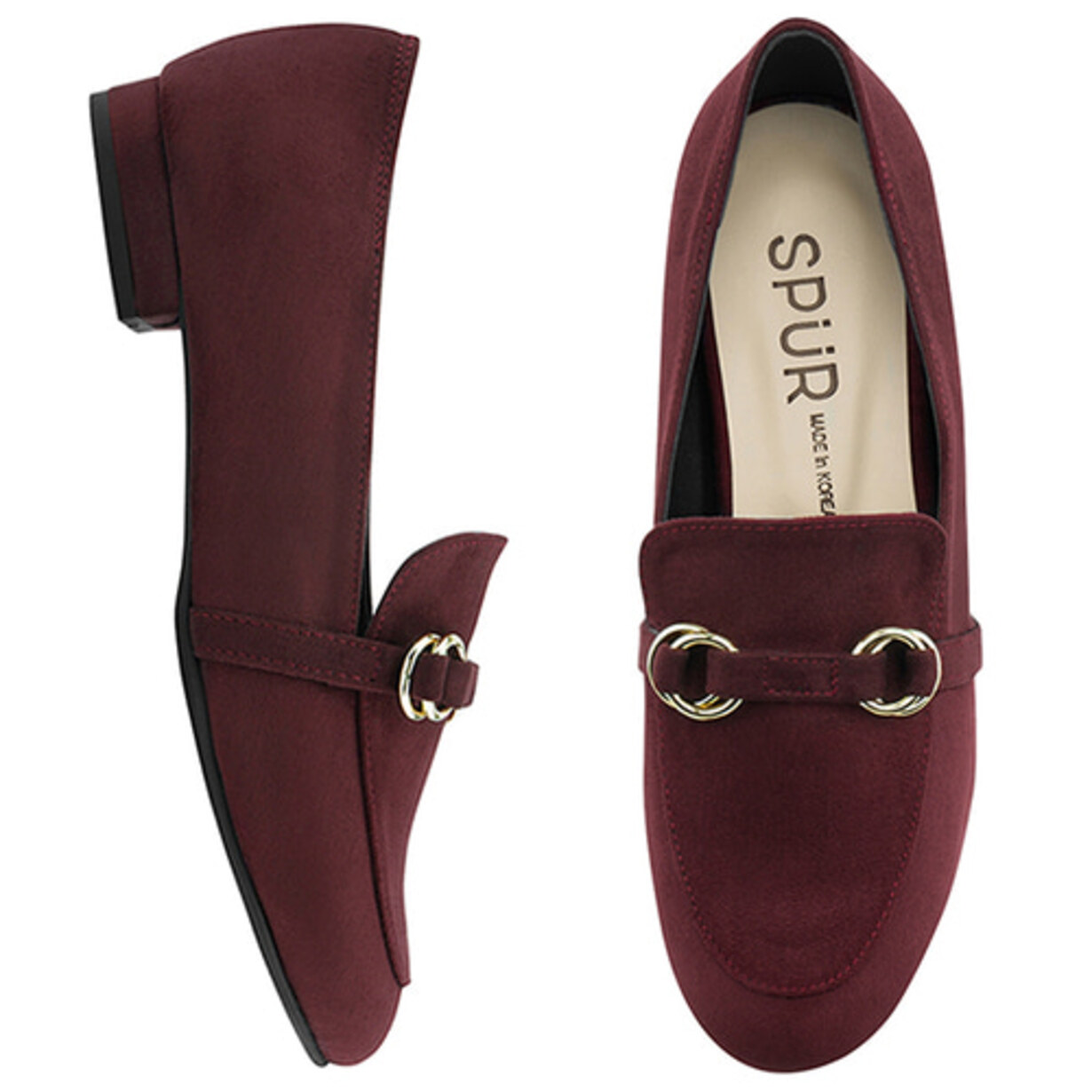 SPUR[스퍼]MF7062 Sueded ringBElt Loafer 와인
